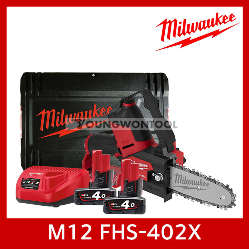 밀워키 M12 FHS-402X 6인치 체인톱 4.0Ah 2개세트
