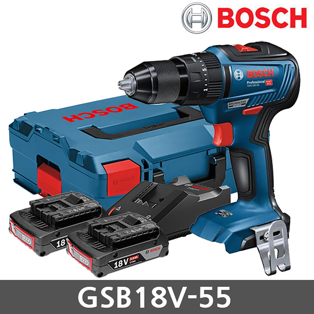 보쉬 GSB18V-55 햄머드릴 배터리 2개 GSB18-2-LI PLUS