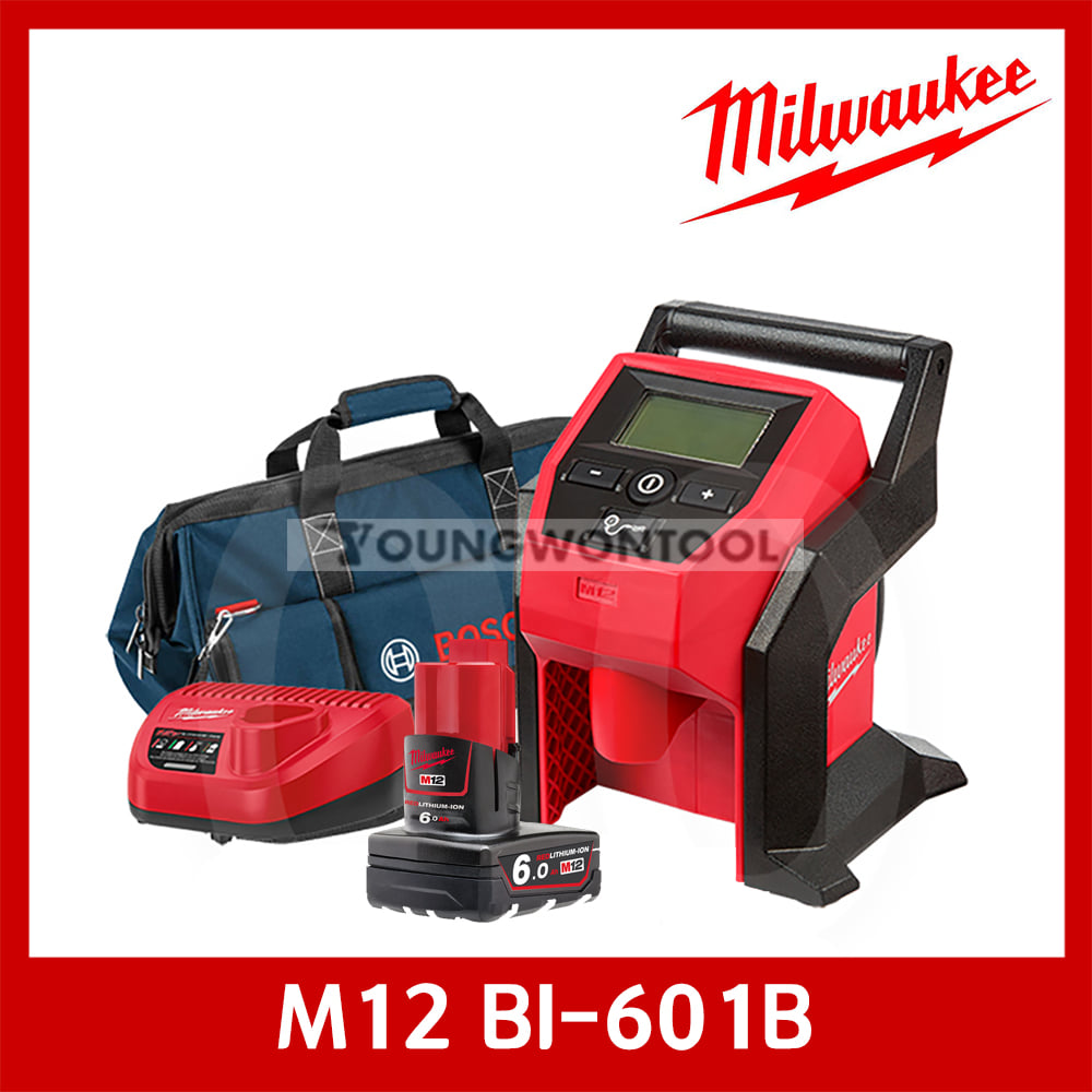밀워키 M12 BI-601B/0B 에어펌프 보쉬툴백 6A 1개세트