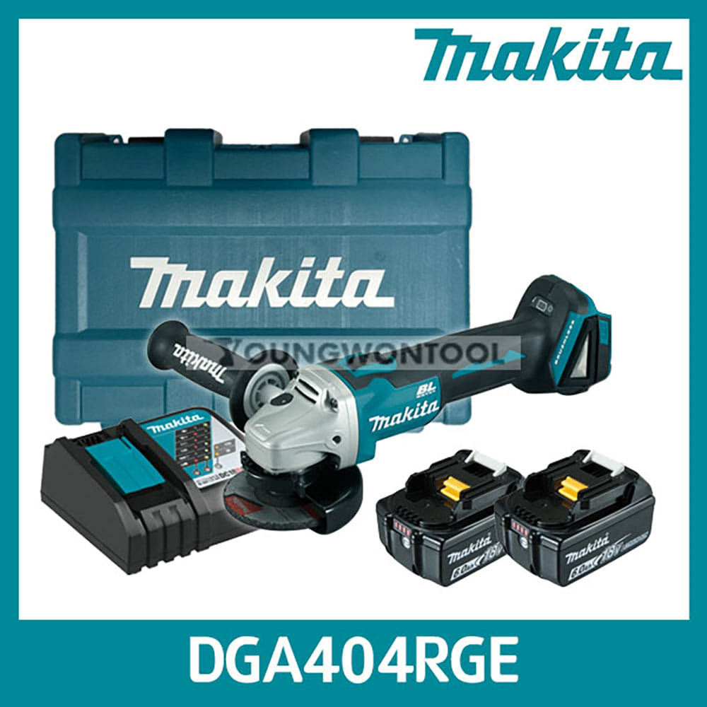 마끼다 DGA404RGE 충전 앵글그라인더 18V 6.0Ah 배터리 선택형