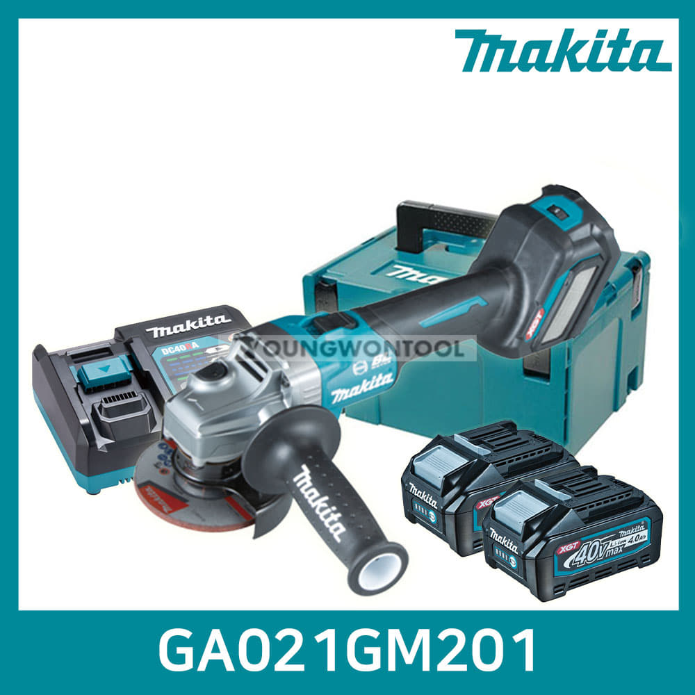 마끼다 GA021GM201 40V MAX 충전 앵글 그라인더 4A 2개 세트