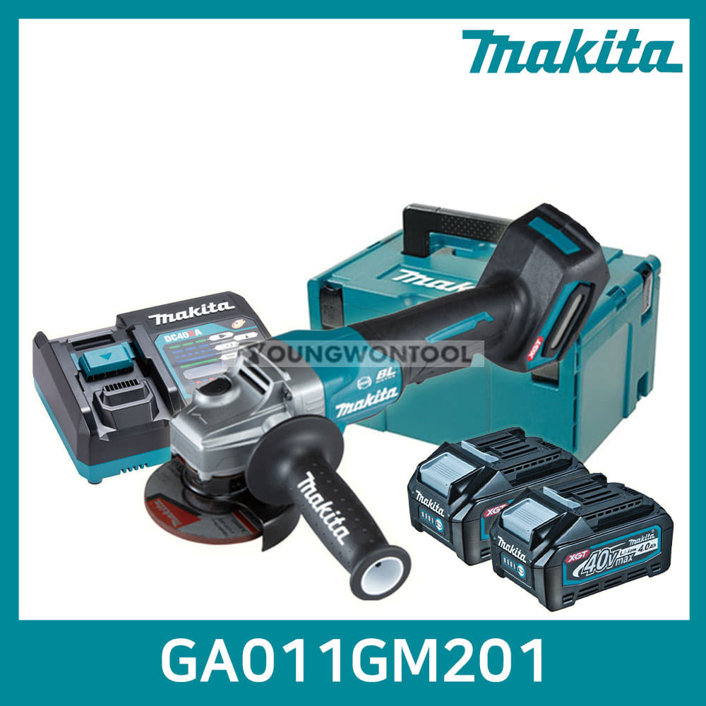 마끼다 GA011GM201 40V MAX 충전 앵글 그라인더 4A 2개 세트